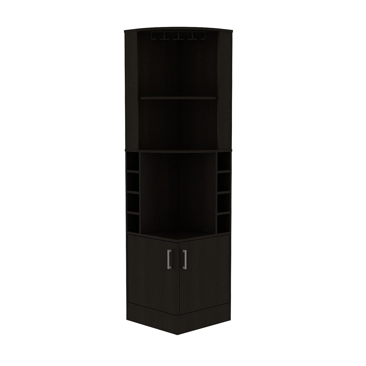 Home Bar Shelf - Corner Bar Cabinet with 2 Shelves,