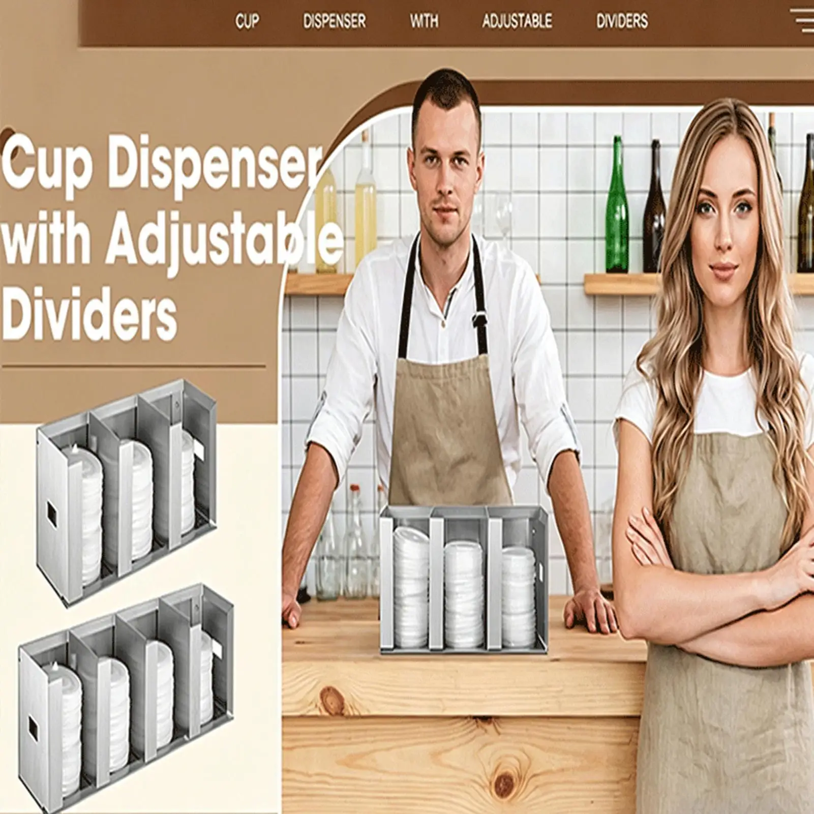 Home Bar And Coffee - Cup And Lid Organizer Dispenser With