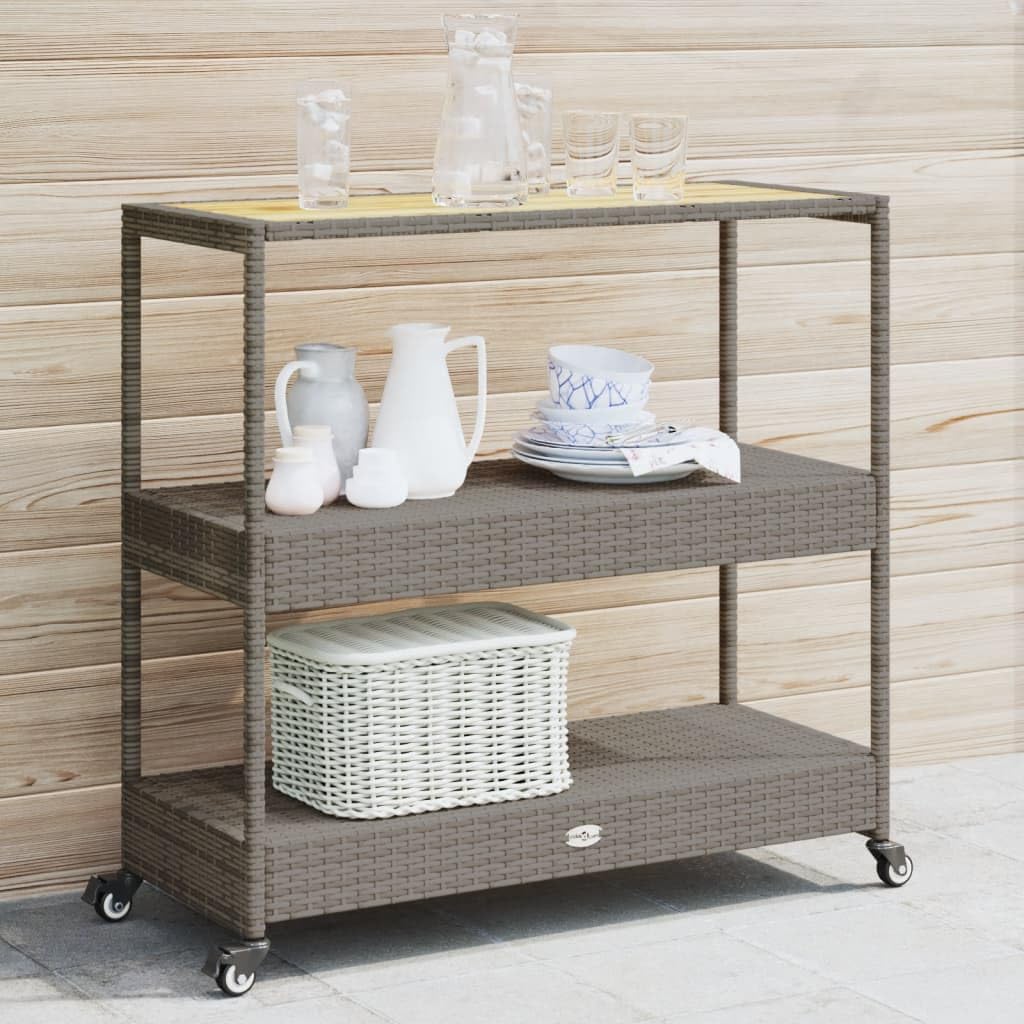 Home Bar Shelf - 3-Tier Outdoor Bar Cart, Mobile Serving