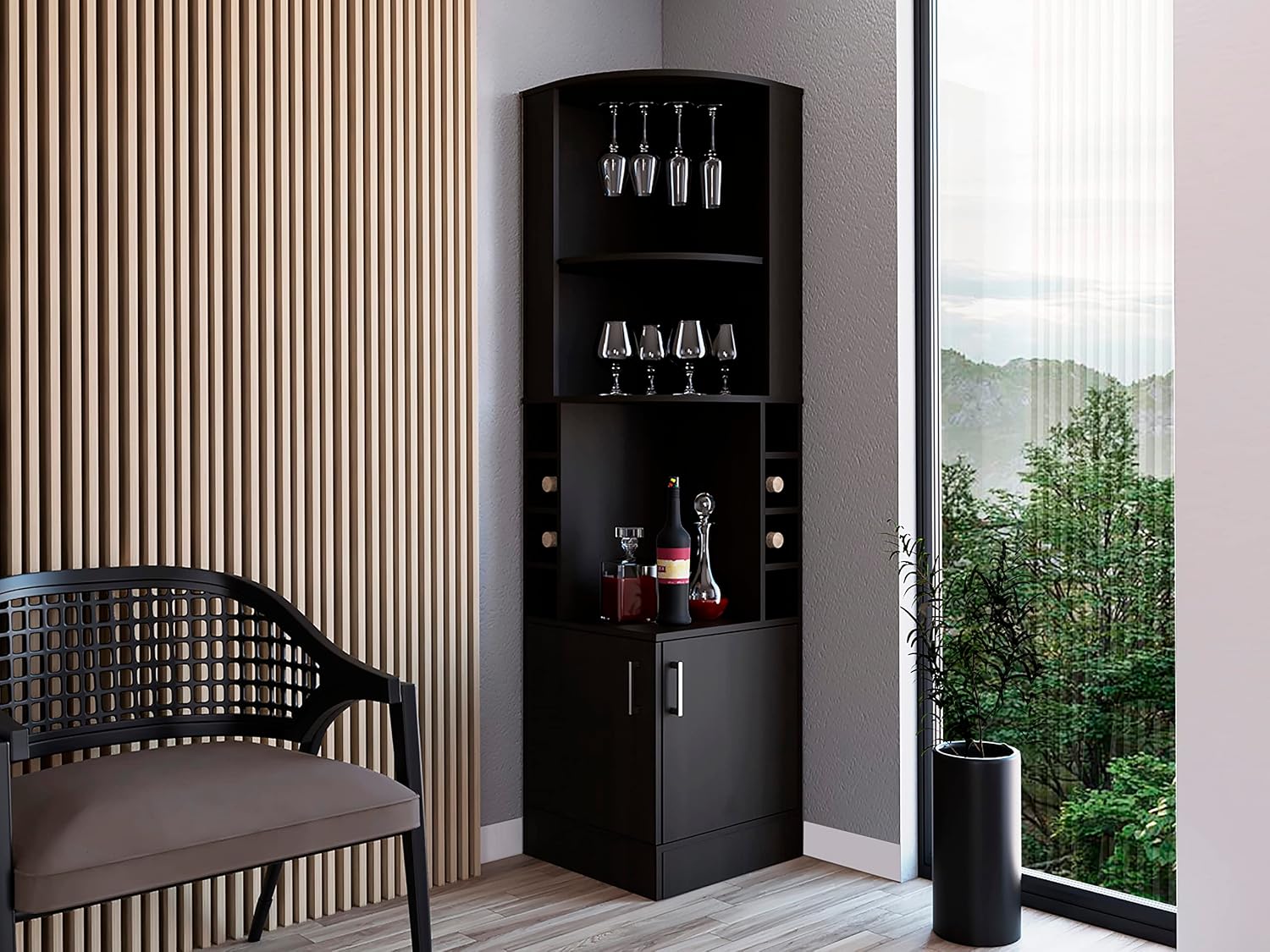 Corner Bar Cabinet with 2 Shel - đánh giá và giá Home Bar Shelf