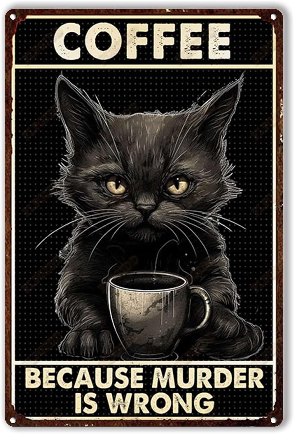 Tin Plaque Coffee cat Because  - đánh giá và giá Home Bar And Coffee