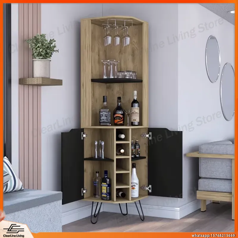 Corner Bar Cabinet with 6 Buil - đánh giá và giá Home Bar Shelf
