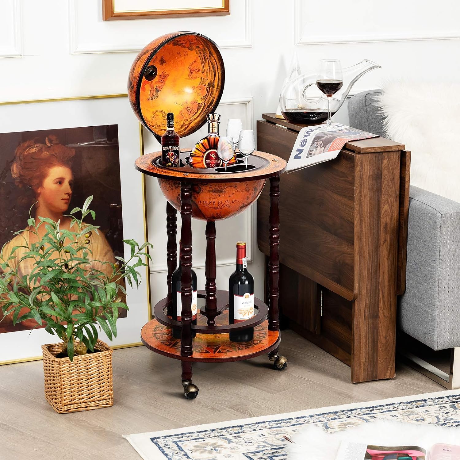 Globe Bar Cart Liquor Bar Cabi - đánh giá và giá Home Bar Shelf