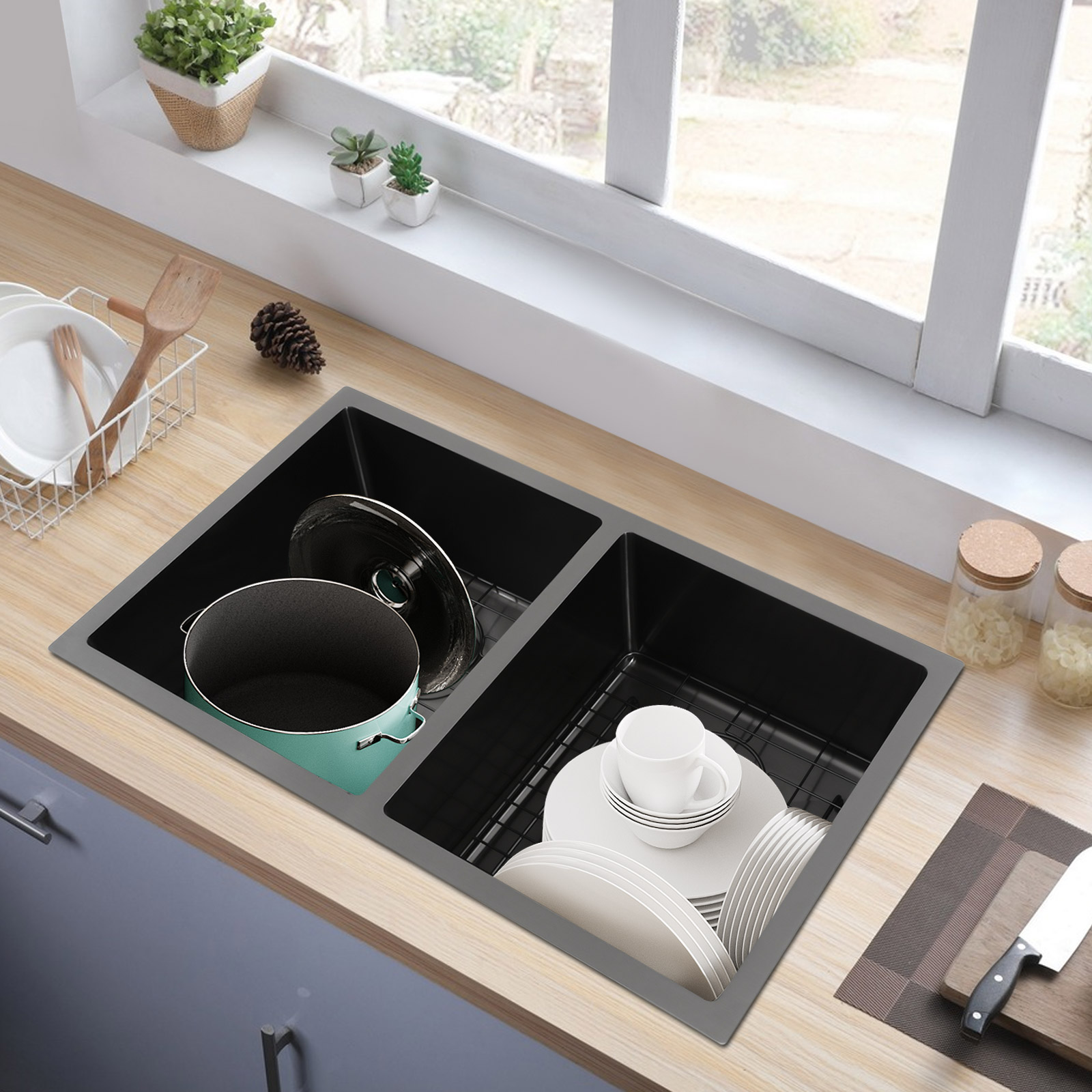 Double Bowl Sink Kitchen Sink  - đánh giá và giá Home Bar Sink