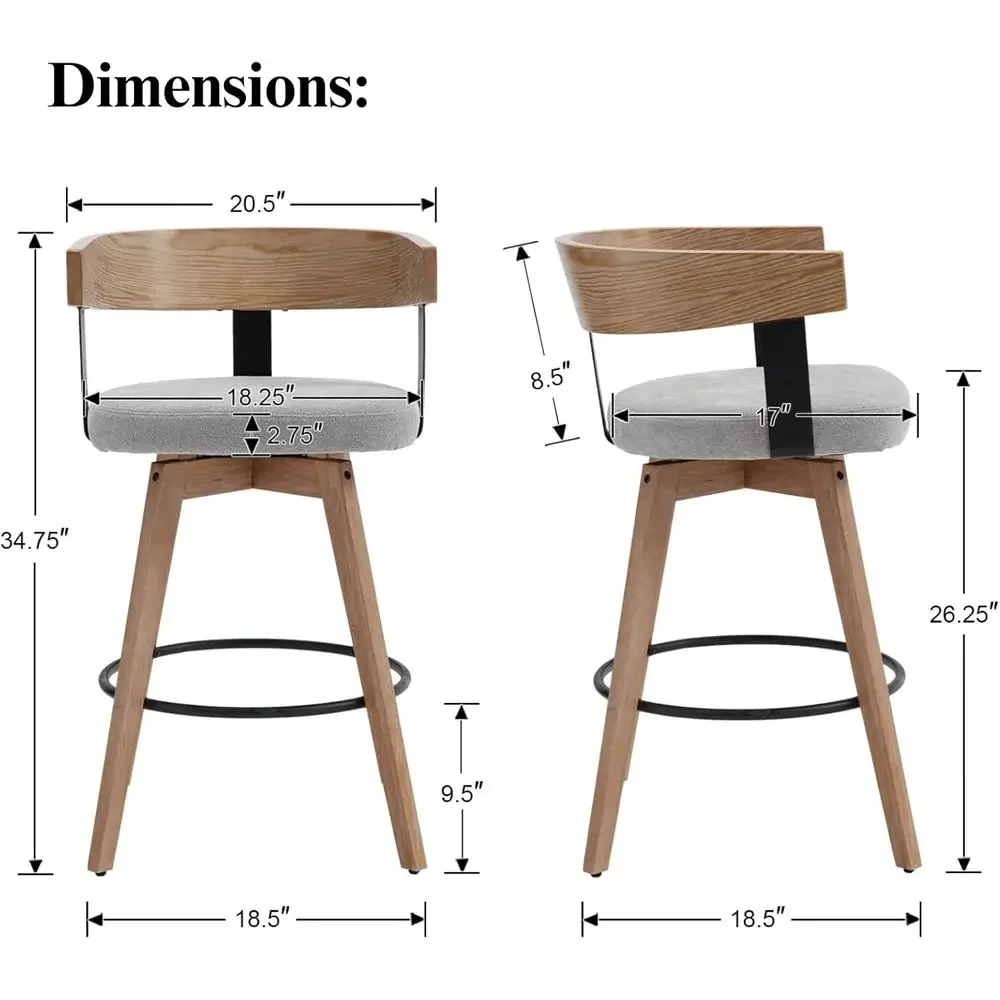 Set of 2, 26 Grey Linen-Uphols - đánh giá và giá Home Bar Stools