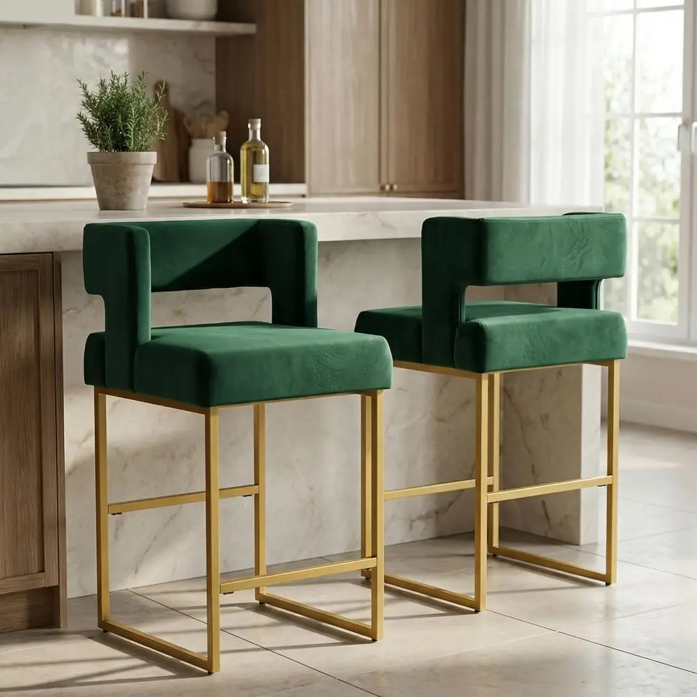 Set of 2 Green Velvet Bar Stoo - đánh giá và giá Home Bar Stools