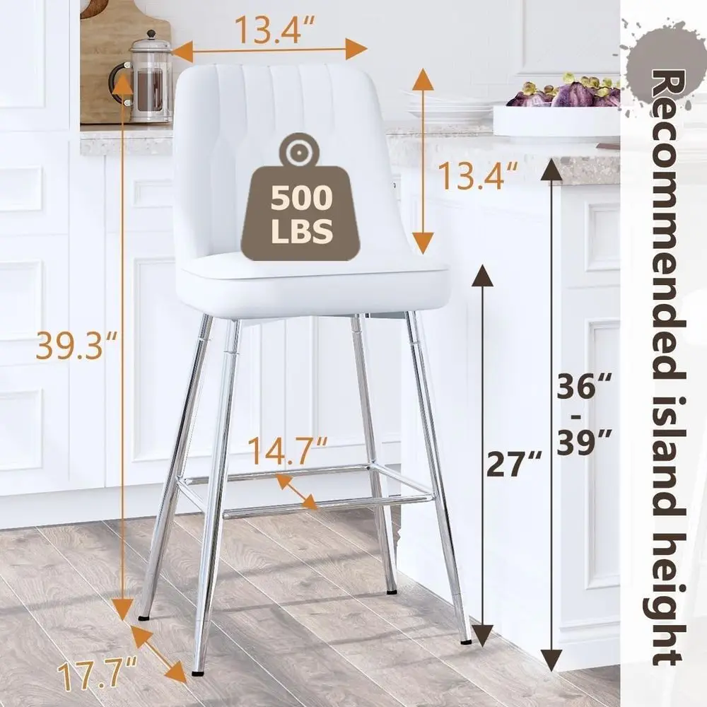 Set of 2 White Upholstered 27  - đánh giá và giá Home Bar Stools